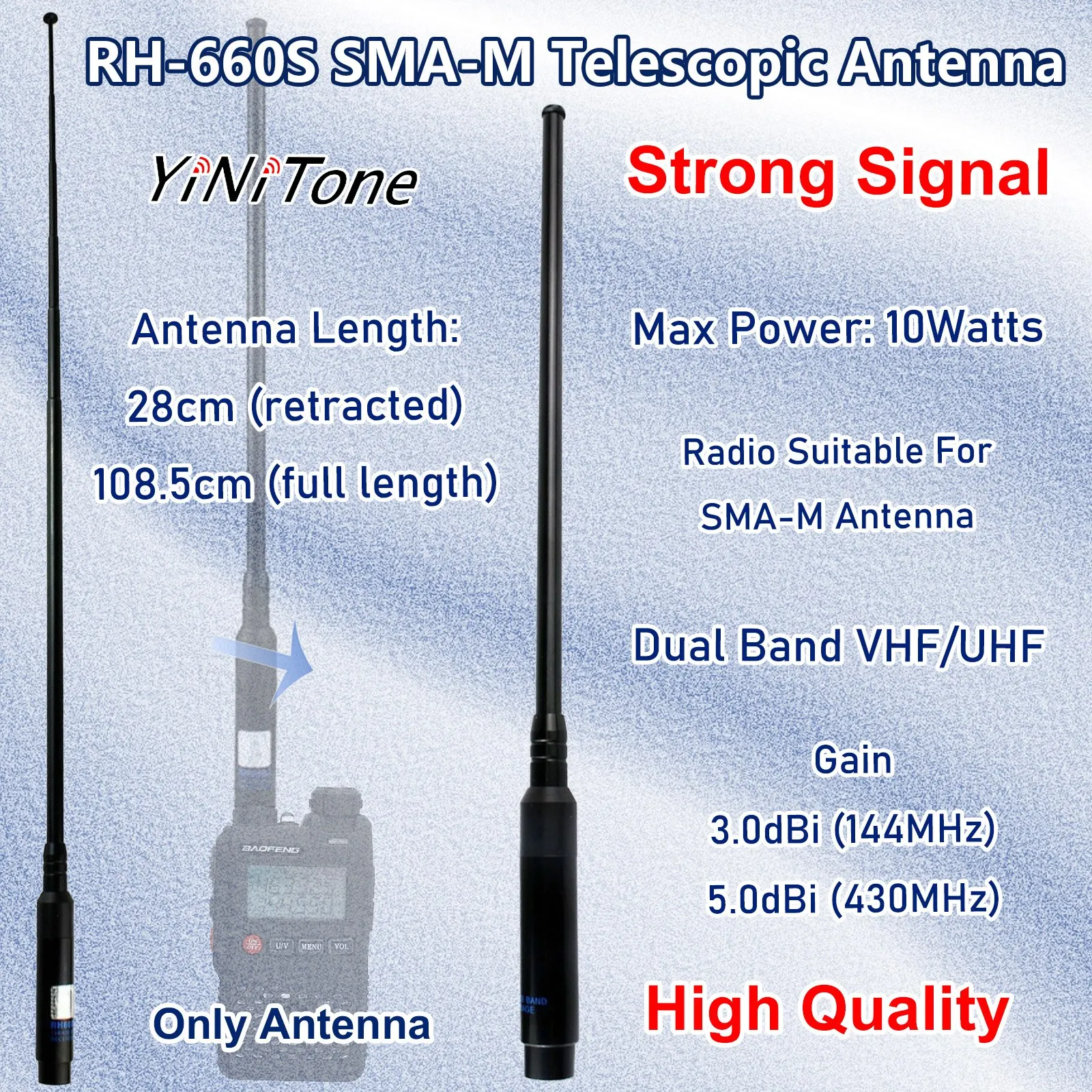 

walkie talkie Dual Band Universal SMA-Male Tie Rod Antenna for TYT YAESU BAOFENG VHF/UHF 144/430MHz RH-660S Telescopic Antenna