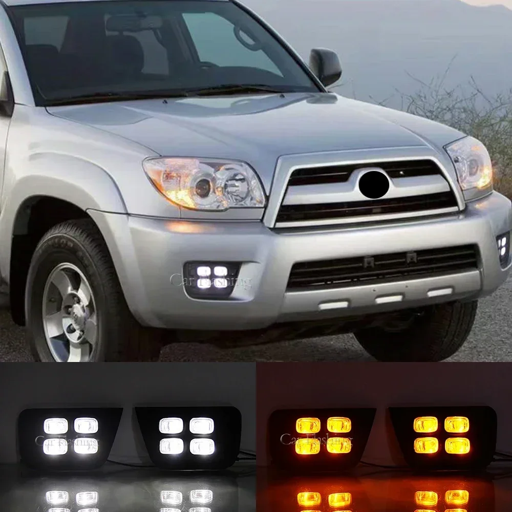 

New！ Car LED DRL Daylights For Toyota 4Runner N21 2006 2007 2008 2009 with Turn Signal Indicators Daytime Running light Fog lamp