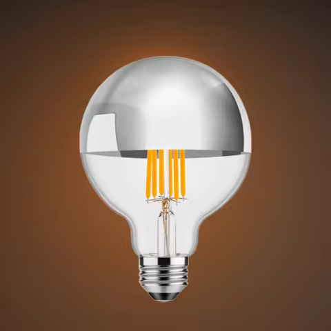 E14 E27 Half Chrome Light Bulb G45 A19 G80 4W 6W 8W 2700K Indoor Silver Bowl Mirror Decorative Dimmable LED Edison Globe Bulbs