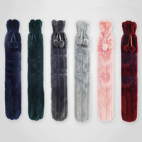 53x10cm Long Hot Water Bottles Bag Pink Gray Removable Cover Extra Long Rubber Hot Water Bottle Waist Hand Foot Warmer