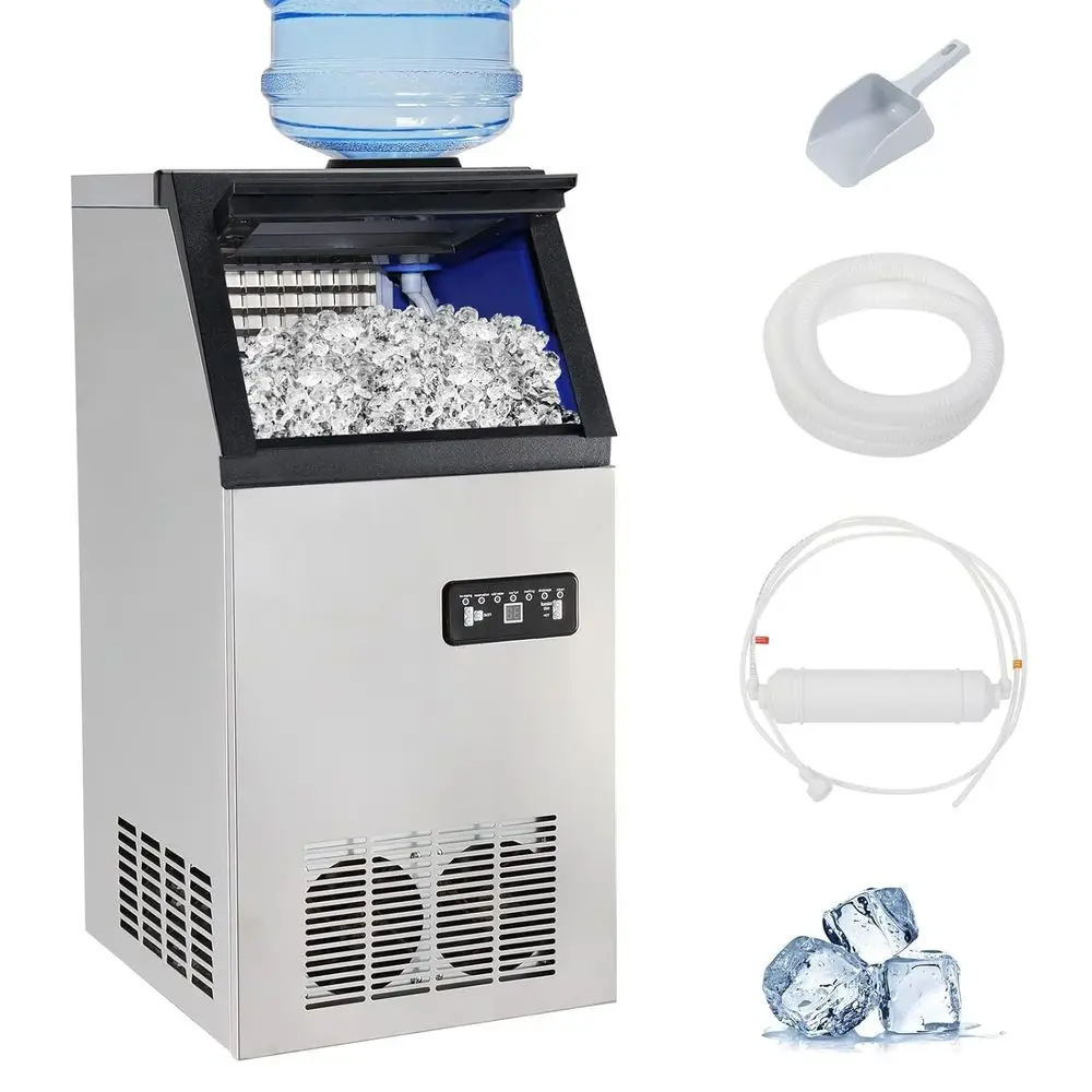 

110LBS/24H reestanding Commercial Ice Maker hine, 24lbs Storage Bin, Ice hine or Restaurant Bar Cae Home Oice, Includes Scoop &