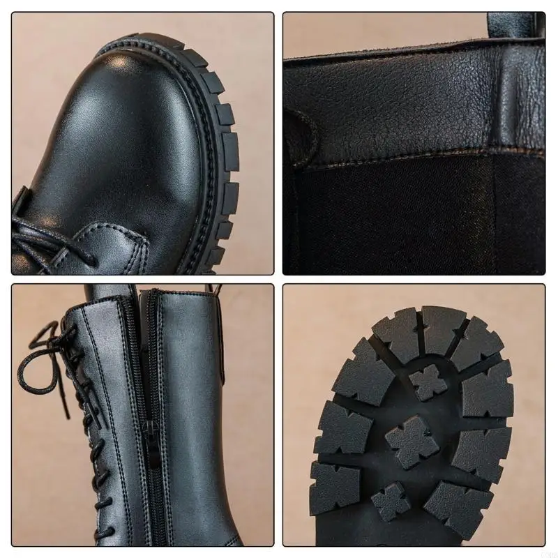 

CORB Белые боевые галоши на шнуровке для девочек с боковой молнией и выступами до колена Платье/школьные галоши – для детей