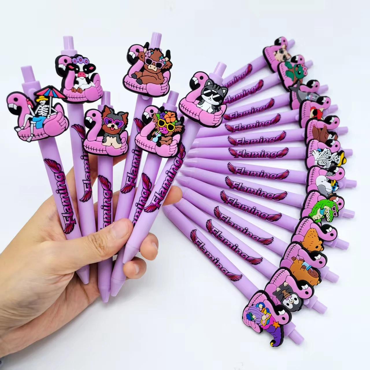 

8pcs/15pcs/18pcs/26pcs Flamingo themed ballpoint pen Flamingo shaped portable press writing pen Efficient office gift pen