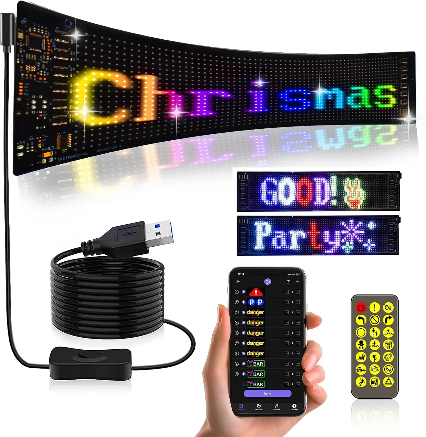 

Светодиодный знак Smart Control DIY для автомобиля, грузовика, магазина, бара, концерта, гибкий цифровой дисплей, свет Devil Eyes для лобового стекла