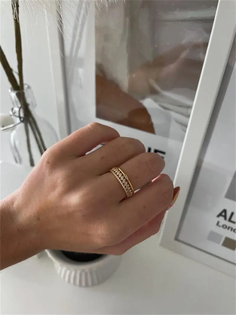 3piar CZ Zirkon Ring Anzug für Frauen Elegante Stapelbare Ring Set Mode Schmuck Mode Schmuck Trendy Verlobung Party Geschenk