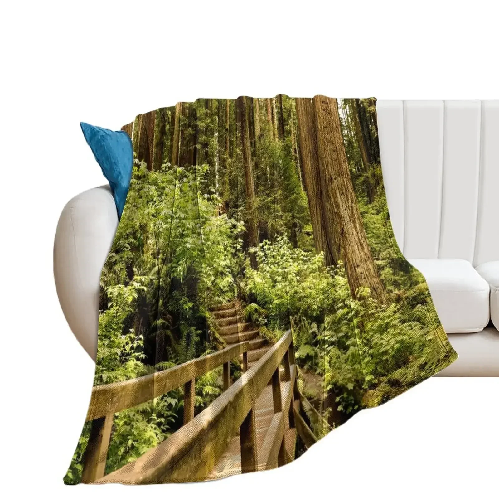 Hiking through the Redwood Forest Throw Blanket Designers Flannel Heavy Summer Beddings Blankets