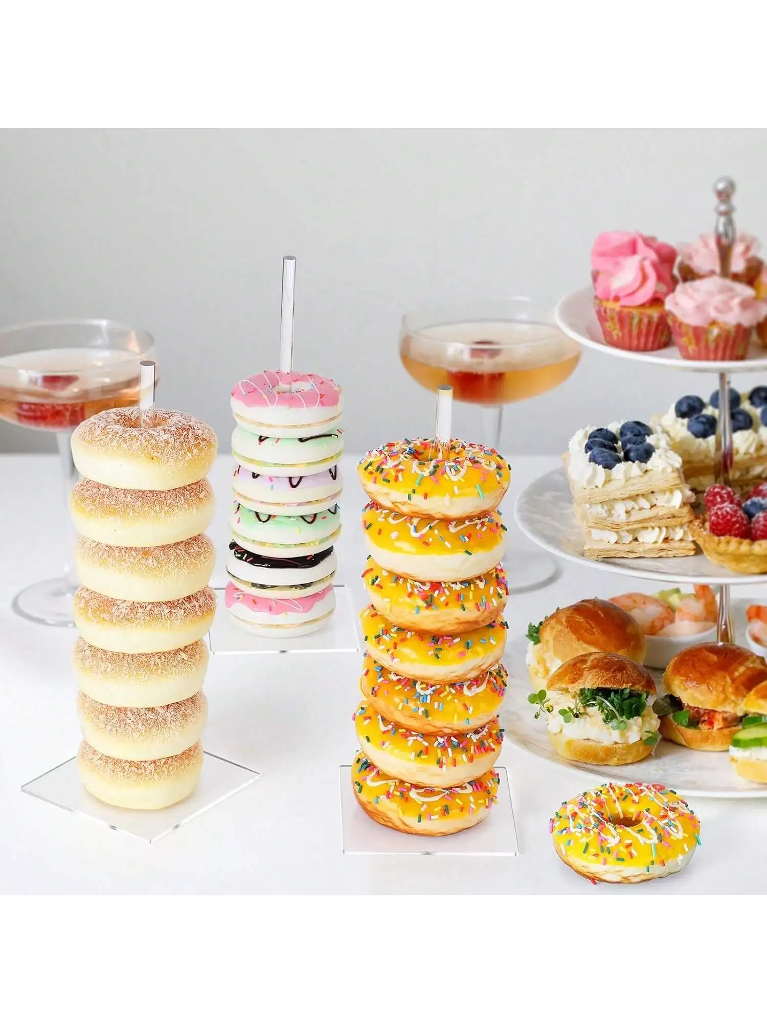 1pc Donut Stand Acrylic ,Clear Bagel Holder Stand, Donut Tower Stand, Donut Display Stand for Dessert Table, Doughnut Holder