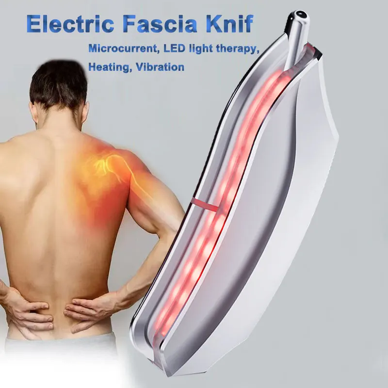 Electric Fascia Knife Back Scraping Neck Heating Vibration EMS Microcurrent Body Massager Muscle Relaxation Fascia Scraper Tool