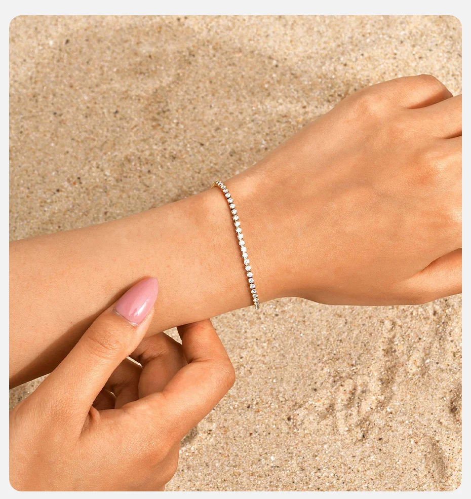 Vnox Luxus zierliches AAA Zirkon Kristall Armband für Frauen Mädchen, Edelstahl 2mm-5mm breites Armband, Hochzeit Schmuck Party Geschenk – Detail 2