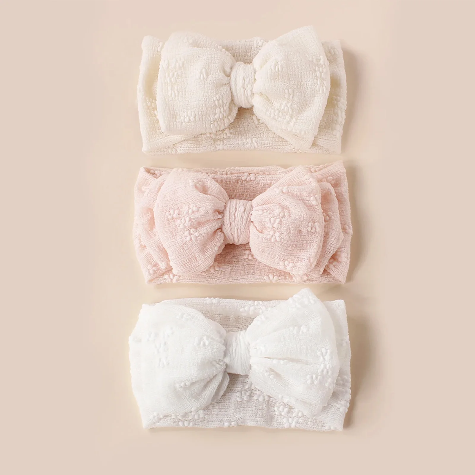 3PcsSoft Breathable Mesh Baby Headband Double Layered Bow High Elasticity Headwraps Suitable Headwear For Infants Young Children