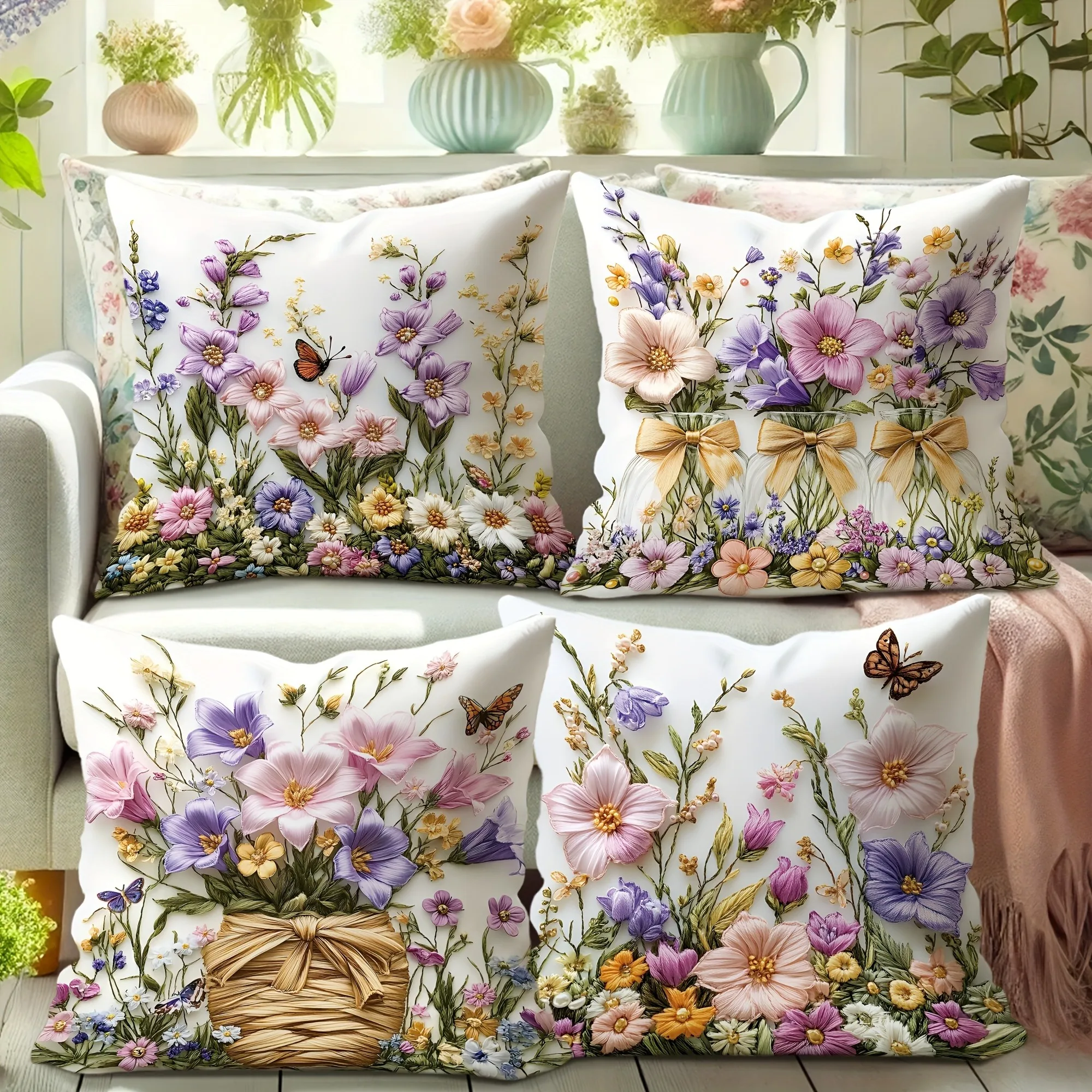 Vintage Print Pattern Home Decor Pillowcase Bedroom Living Room Sofa Decoration Polyester Cushion Cover with Zipper