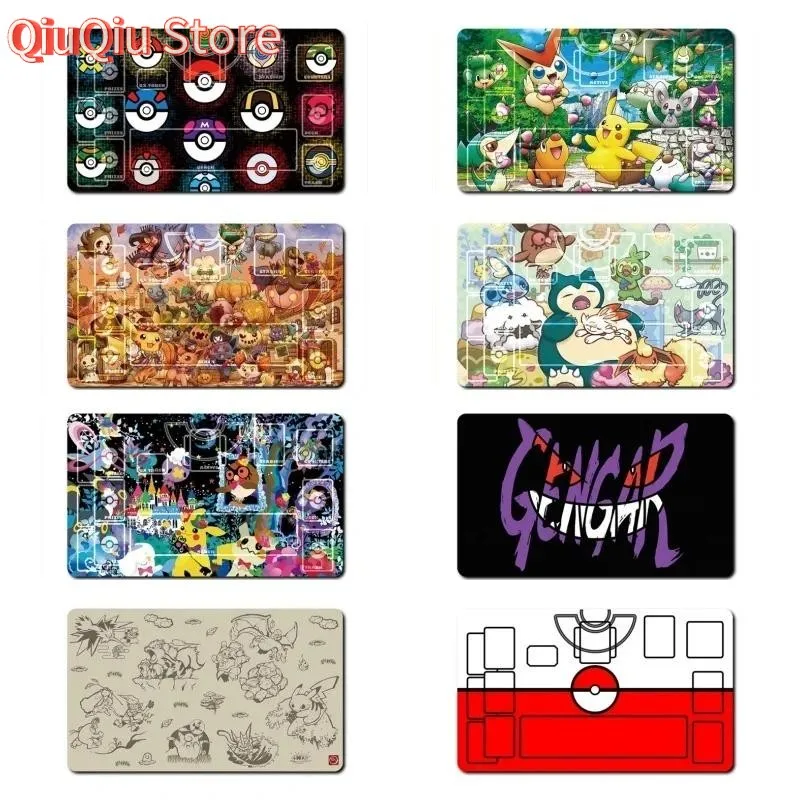 

Pokemon Poke Ball Gengar Jigglypuff Anime Game Characters Self Made Classic Series Cards Pad Rubber Collection Card Dueling Mat