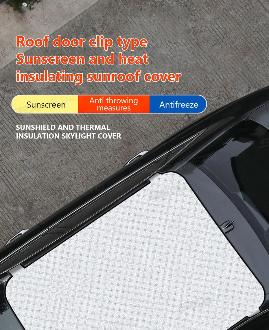 SEAMETAL Auto Schiebedach Schatten Abdeckung Sonnenschutz Wasserdicht Eis Schnee Schutz Sonnenschutz Auto Dach Abdeckung Für Limousinen SUVs Waren – Detail 1