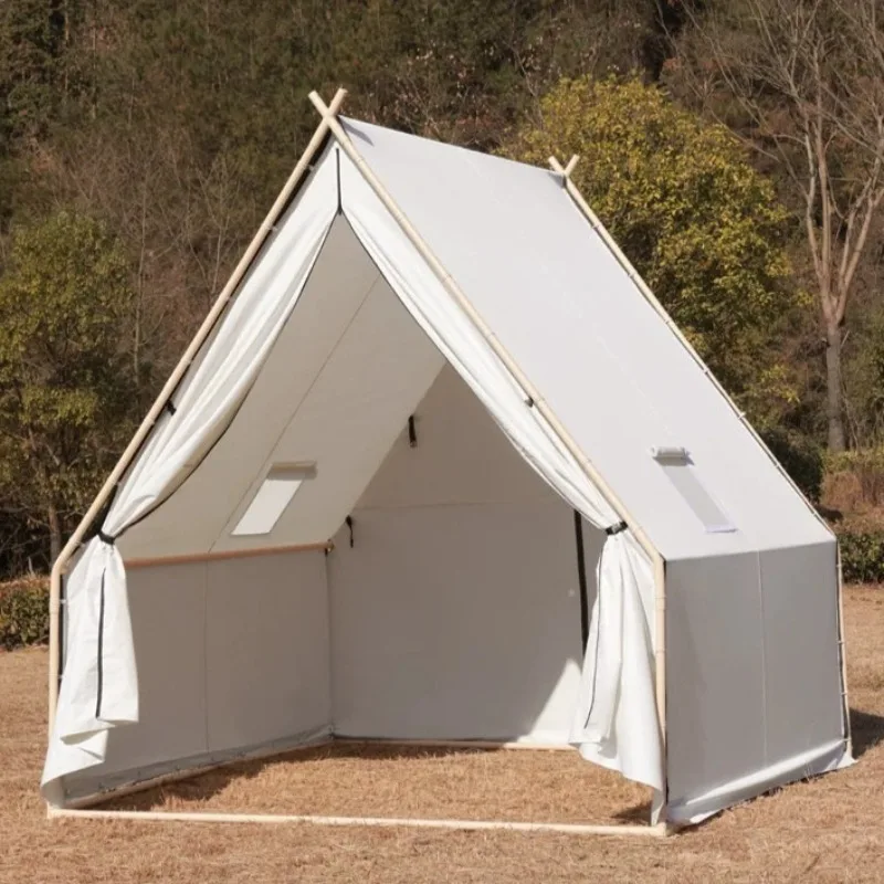 Large Triangle Camping Tent Waterproof Glamping Shelter Heavy Duty Outdoor A-Frame Canopy for Restaurant BBQ Area Resort Use
