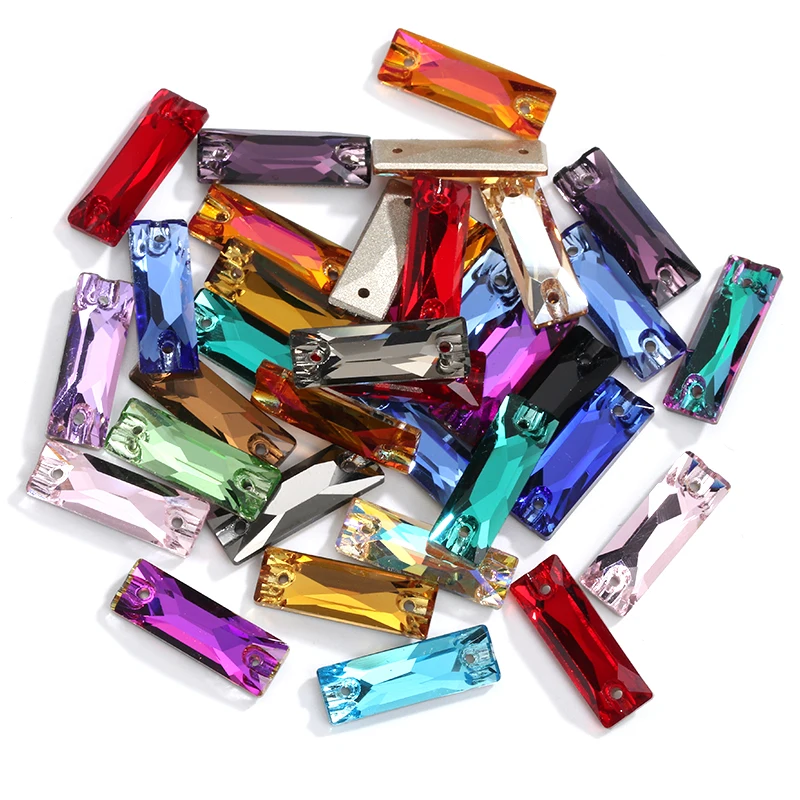 10pcs/Pack 6x18mm Sew On Rhinestones for Clothing Dress Rectangle Glass Stone Beeds Decoration Strass Sew on Crystal