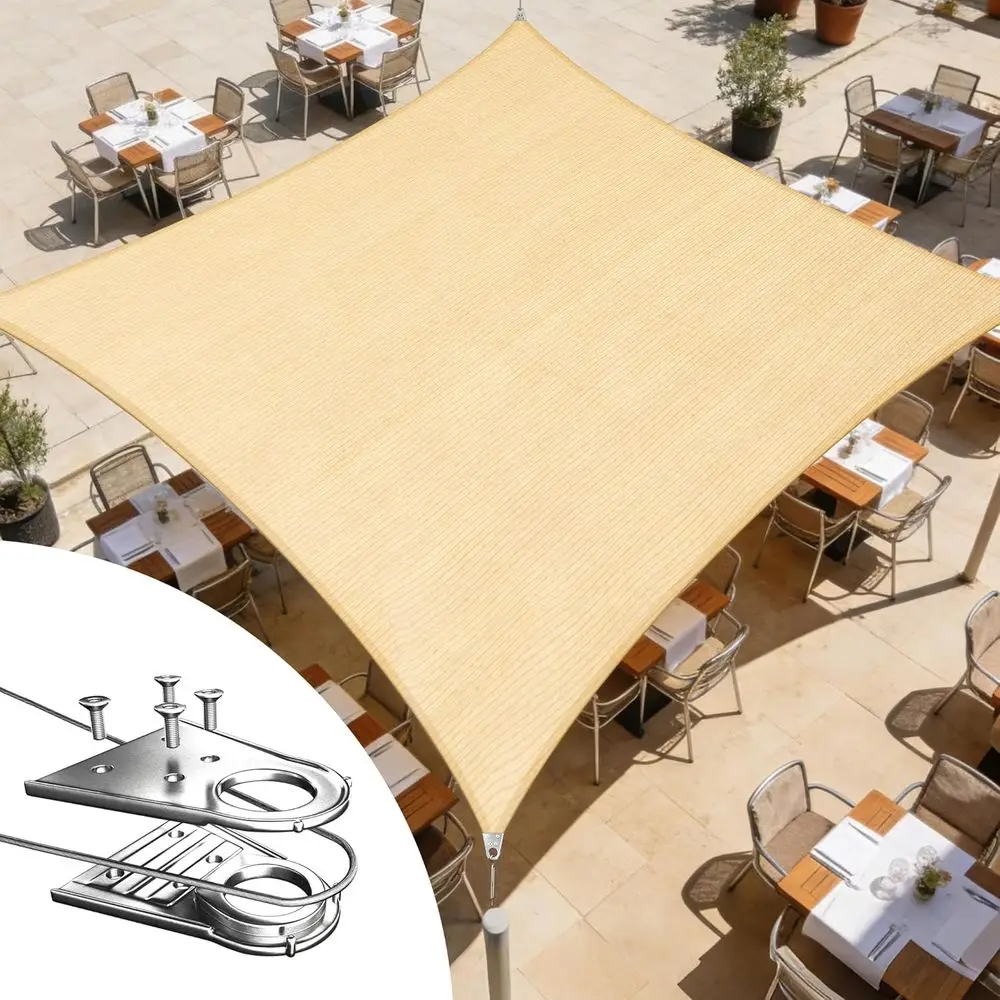 

Солнцезащитный тент RSTAWS Beige RecSuper Ring 16' x 24', сверхпрочная и долговечная конструкция, усиленные крепления и края, воздухопроницаемая ткань 260 GSM