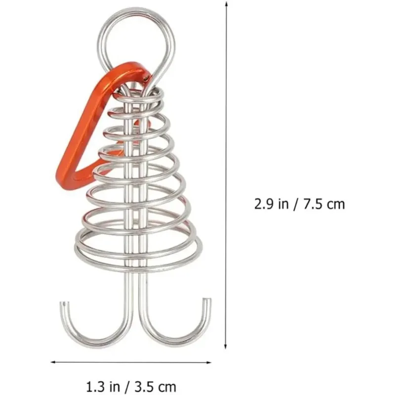 Outdoor Camping Octopus Rope Buckle Camping Deck Nail Stainless Steel Fixed Tent Rope Buckle Wooden Hook Spring Wind Rope