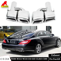 Parachoques trasero de coche, terminales de escape, silenciador Turbo, tubo de 4 salidas, negro, para Benz C E CLS clase W204 W212 W218 C63 E63 CLS63, prefacelift