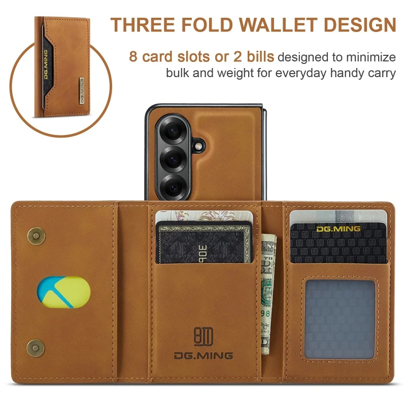 DG.MING Leather Wallet Phone Case for Samsung Galaxy Z Fold 8 Ultra 7 6 5 4 3 fold7 fold6 fold5 Cards Holder Funda Cover Hoseje