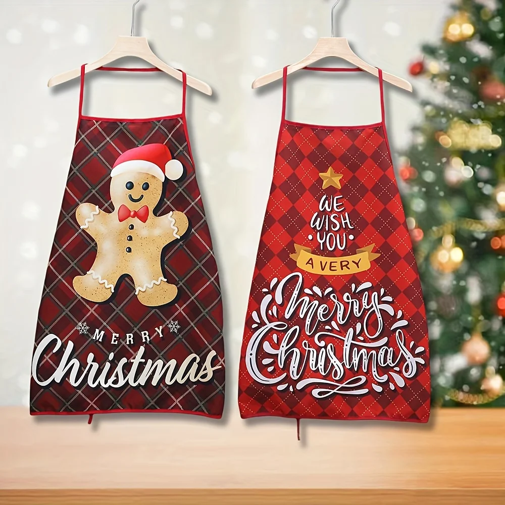 1 Piece, Classic Gingerbread Man, Christmas Tree Anti-Fouling Apron, Party Holiday Dress