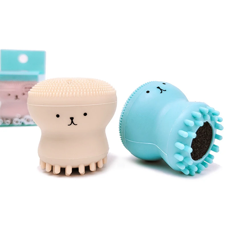 Octopus Facial Brush With Sponge Skin Cleaning Brush Face Cleaner Small Skincare Makeup Tools