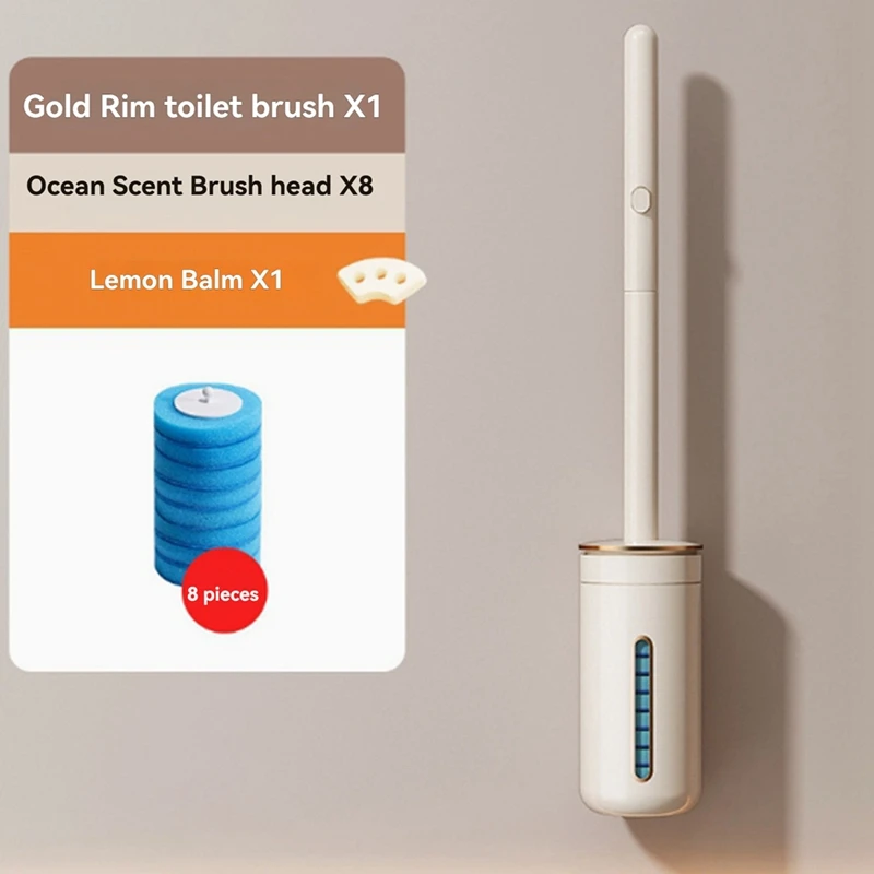 긴 손잡이가 있는 A96K-친환경 변기 브러시, 벽걸이형, 일회용 브러시 헤드, 욕실 WC 클리너 스크러버