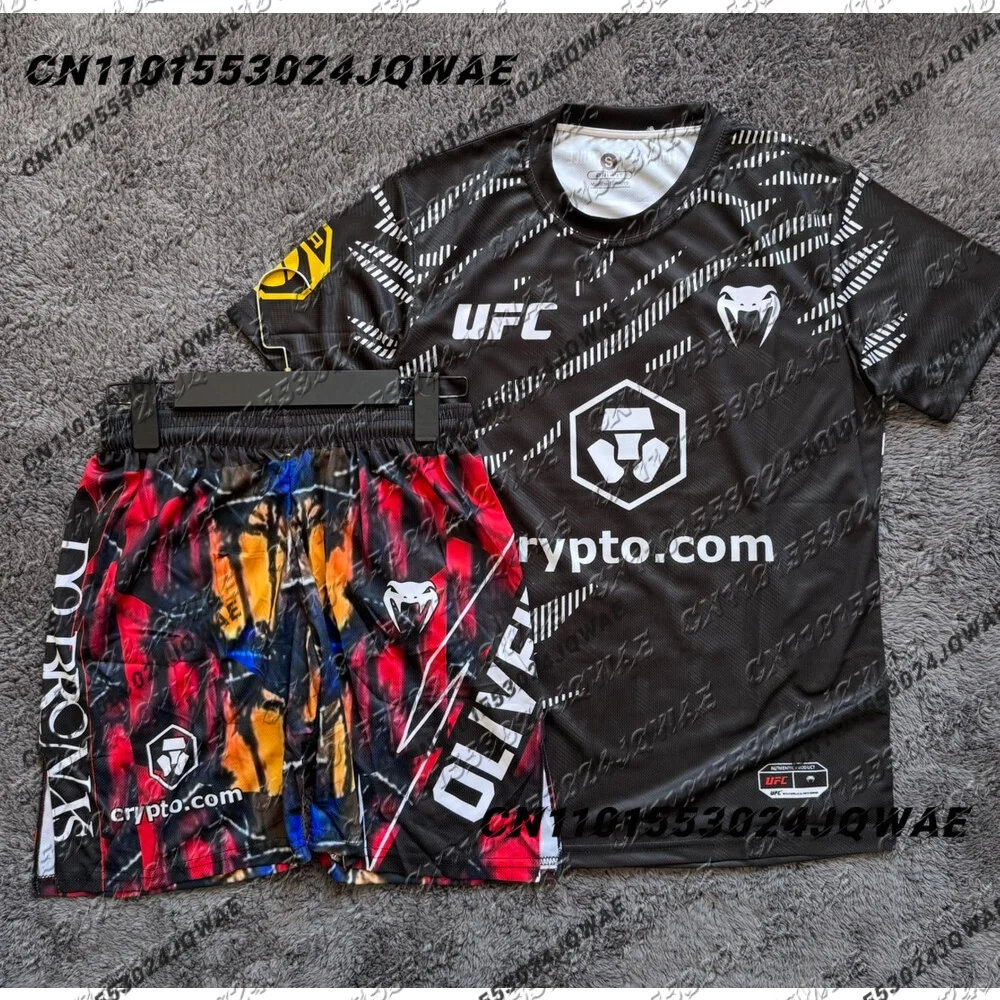 تشارلز أوليفيرا UFC الملاكمة القتال التدريب تي شيرت الرجال تنفس سرعة التجفيف جيرسي المصارعة الجري امتصاص العرق مجموعة