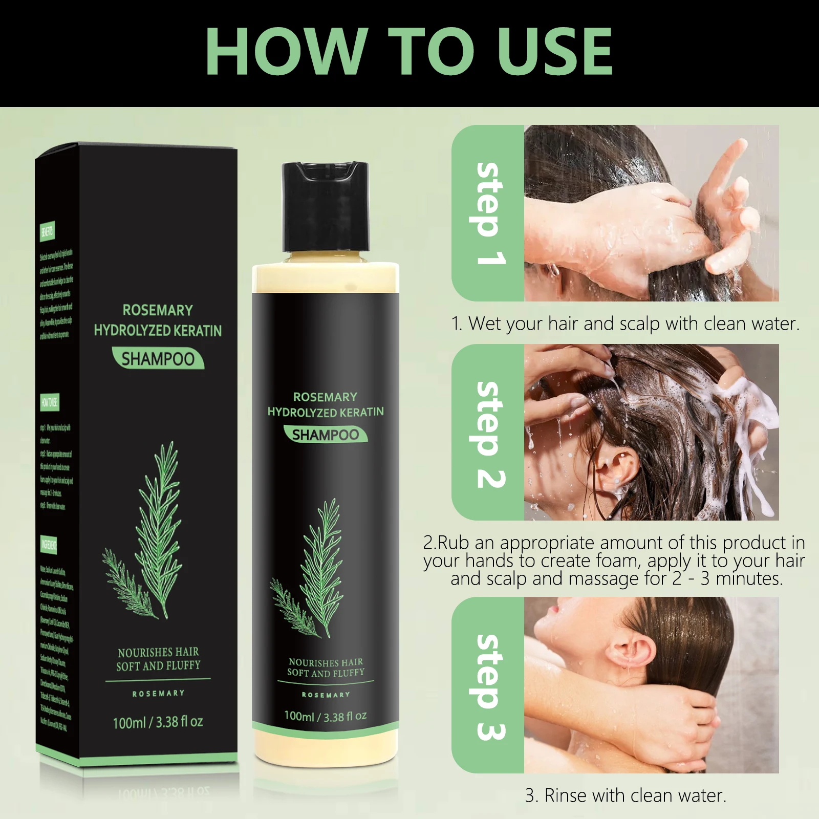 إكليل الجبل مكافحة الصلع إعادة نمو الشعر المغذي العميق إصلاح سبليت ينتهي الشعر مهدئا فروة الرأس مكافحة القشرة شامبو نمو الشعر #2