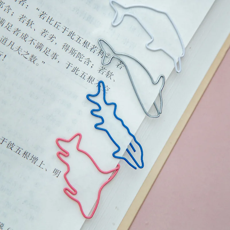 Creative Sea Animal Paper Clips Special-shaped Paper Clip Color Cartoon Fish Bookmarks Wholesale Modeling Metal Stationery Gift