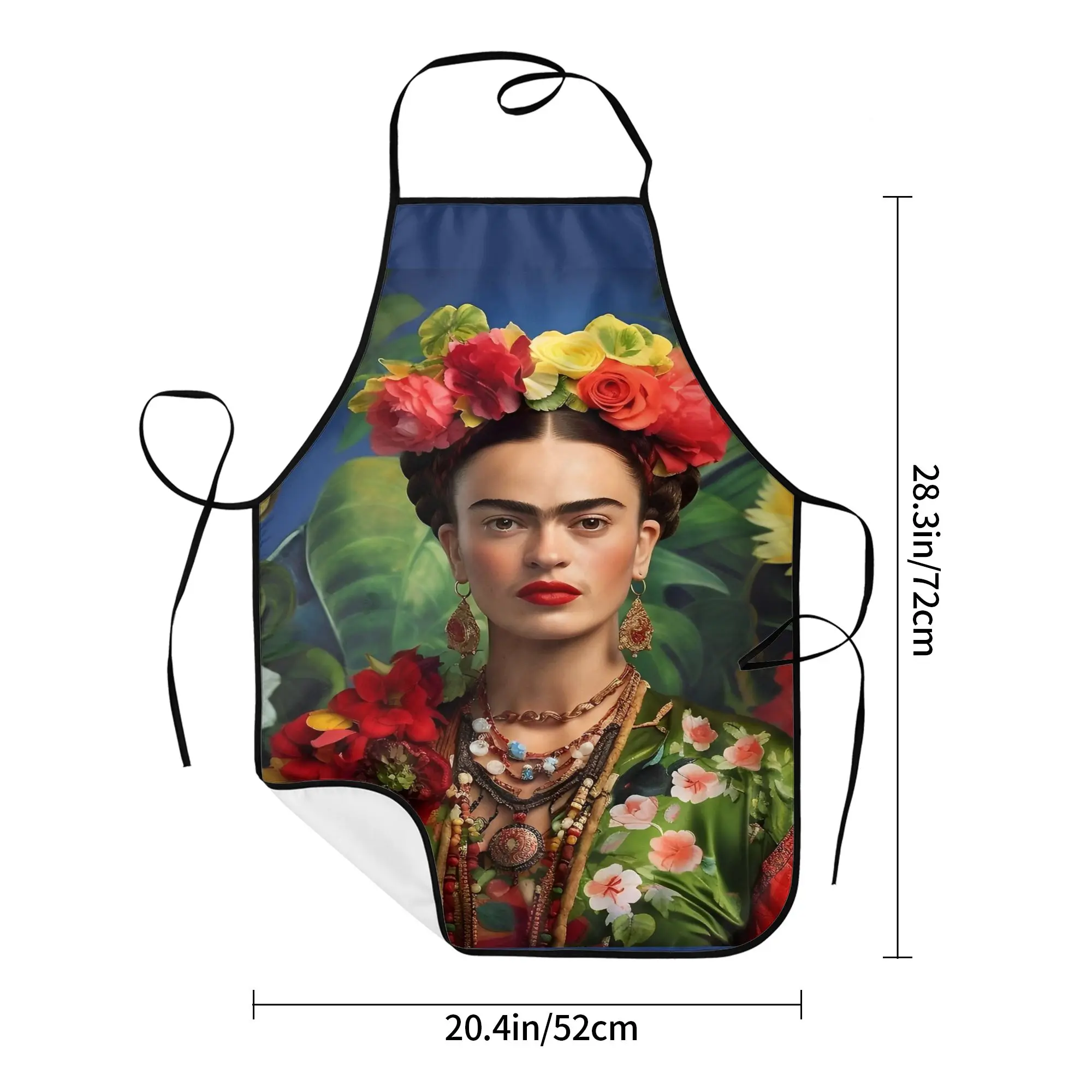 F-Frida K-Kahlo ARTWORK Polyester Apron  52*72cm Kitchen Grill Bib Tablier BBQ Dinner Party Pinafore for Chef Barista view 3