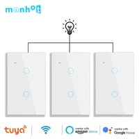Tuya-interruptor inteligente con Wifi para escaleras, Panel de cristal táctil de EE. UU., interruptores de luz múltiples cruzados, 1 entrada, Control por voz bidireccional, Alexa y Google Home