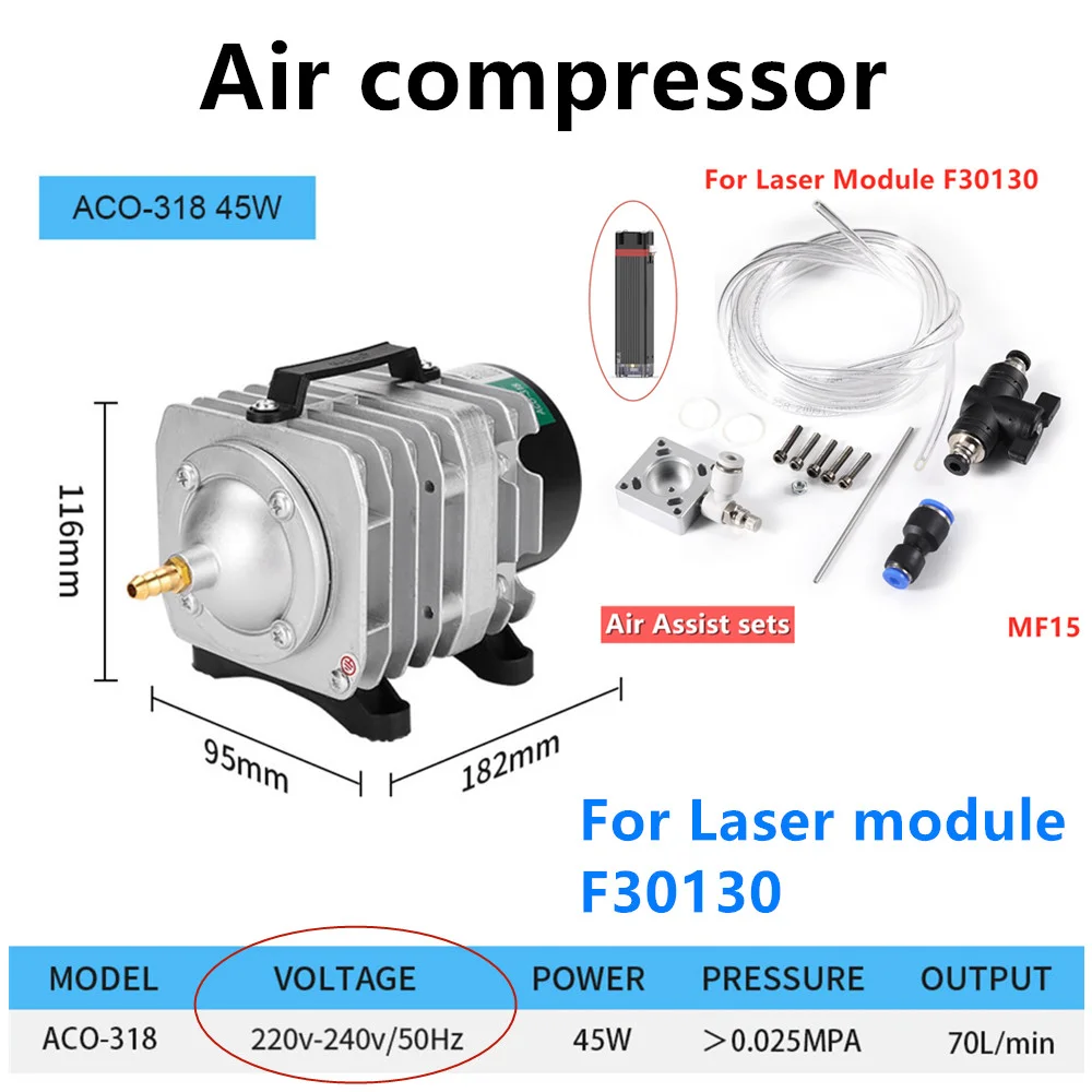 Imagem -04 - Neje-bomba de Assistência de ar para Gravador a Laser Compressor de Baixo Ruído Kit de Bico Velocidade Ajustável 70l por Min 45w