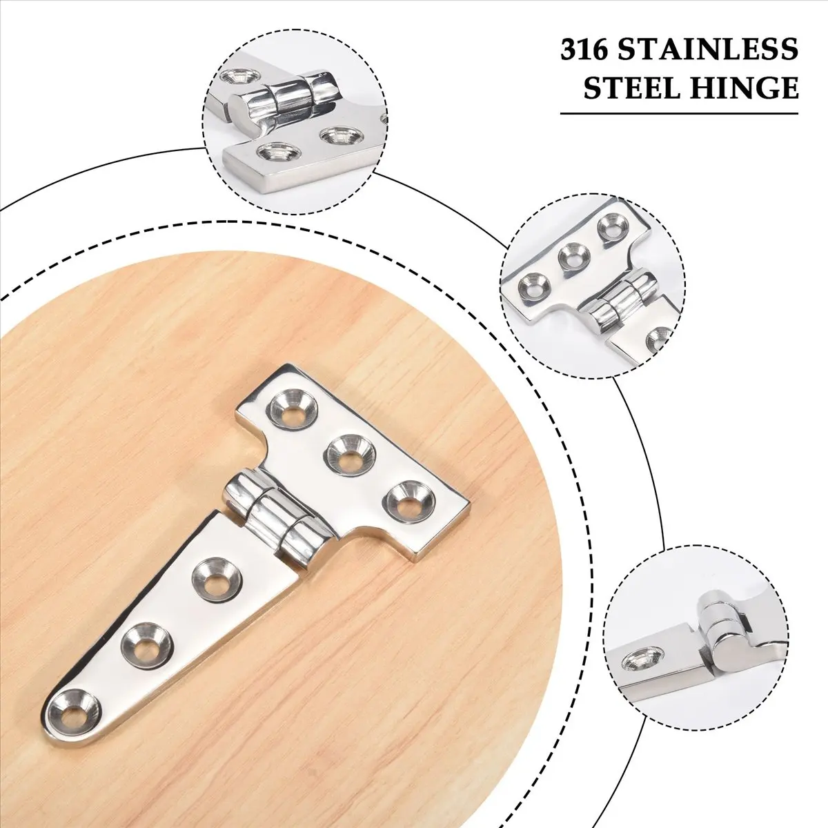 2 PCS Heavy Duty T Hinge 316 Stainless Steel Marine Grade Casting Hinge Door Hatch Hinge BoatA09G