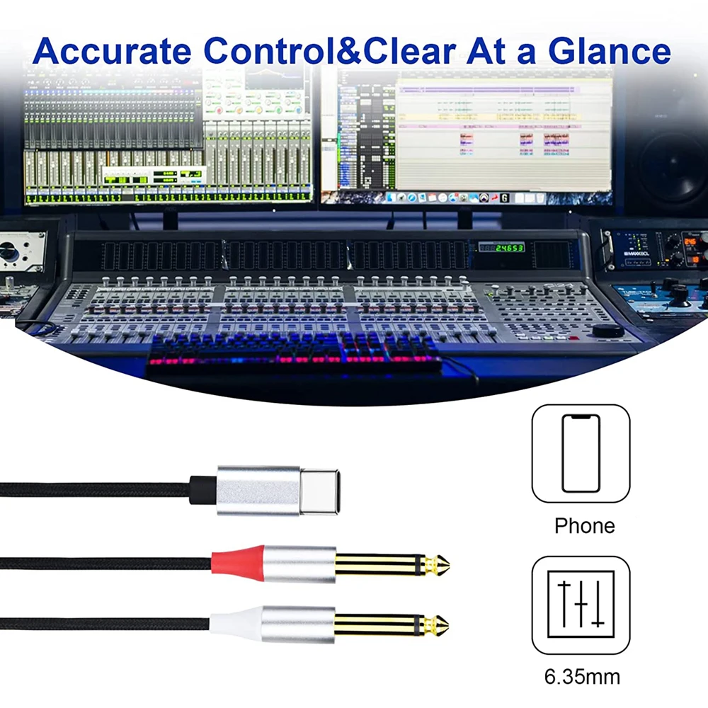 USB Type-C to Dual 6.5 6.35mm 1/4\