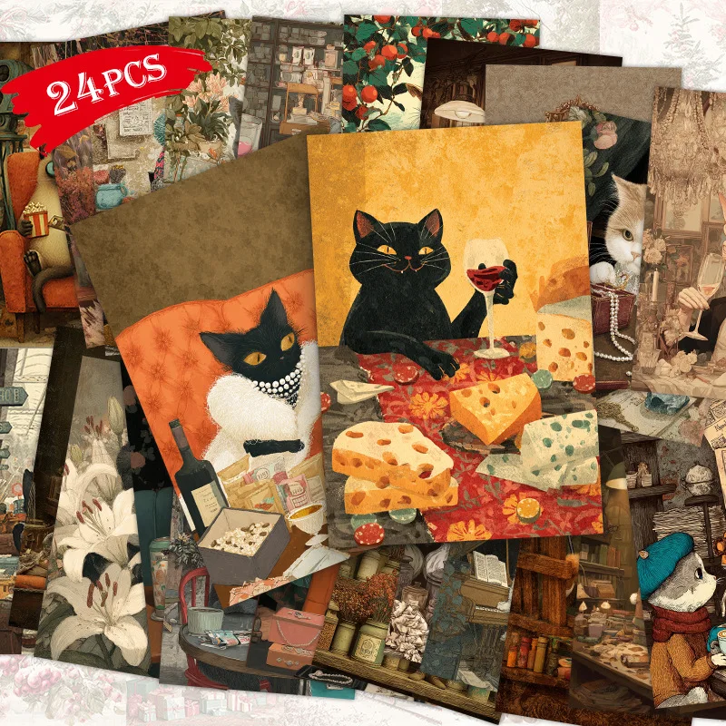 

24sheets Kawaii Ins Cute Pet Message Commemorative Card Postcard DIY Handmade Scrapbook Material Card Paper