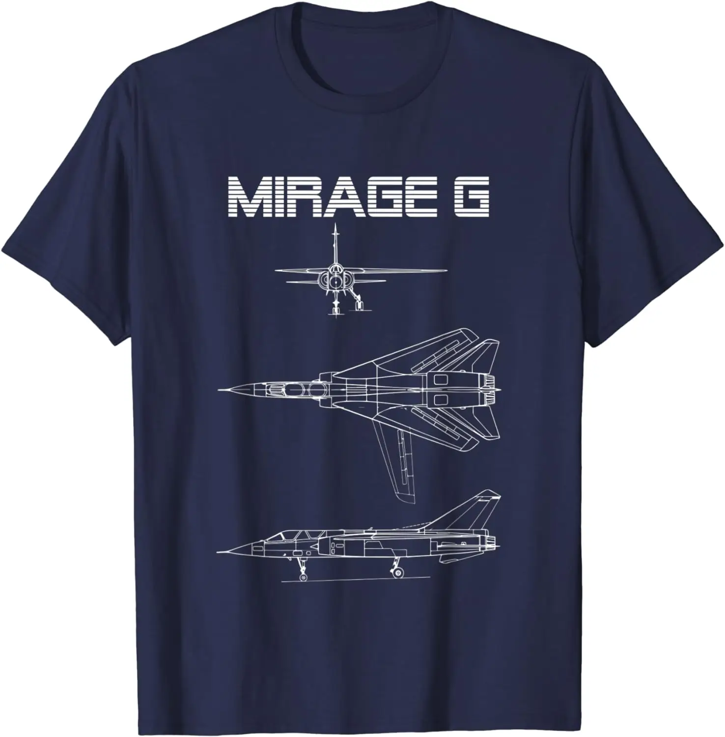 Mirage-G French Plane Warbird Blueprint Schematics Diagram T-Shirt Short Sleeve Casual 100% Cotton Men T Shirt