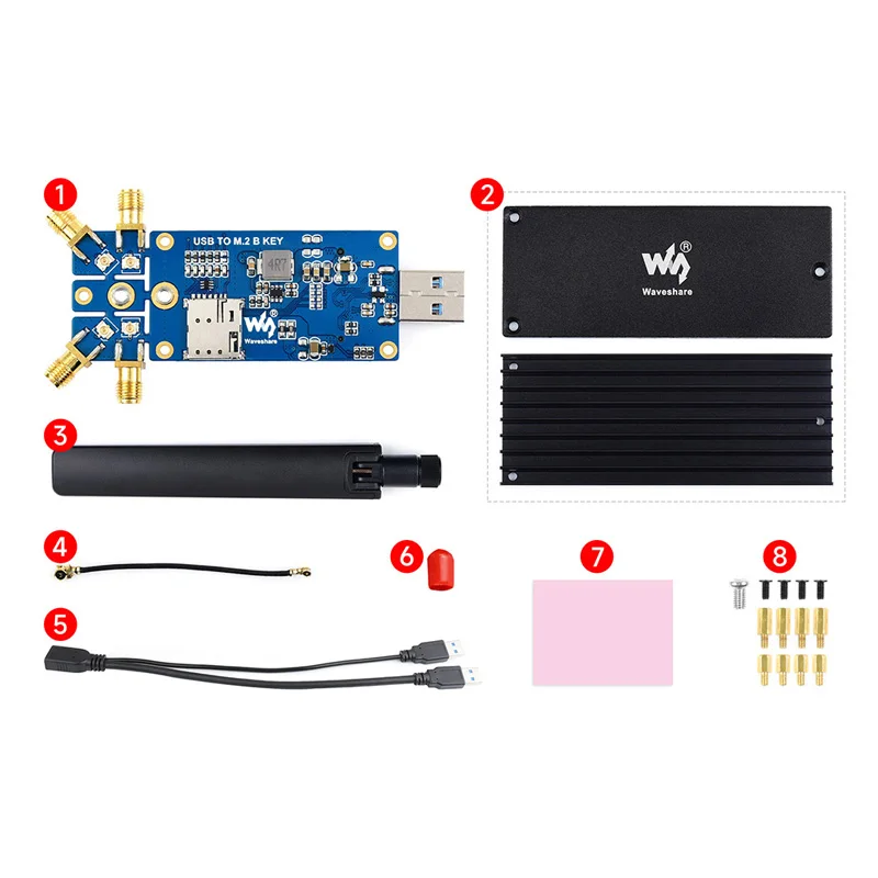 5G Dongle Module Usb 3.1 Naar M.2 B Sleutel Uitbreidingskaart Met 4 Antennes Aluminium Behuizing Voor Raspberry Pi 4b Jetson Nano Pc