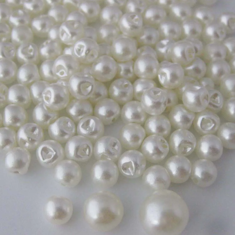 200Pcs Side Hole Cream Color Plastic Pearl Buttons For Garment 6mm/8mm/10mm/12mm DIY Sewing Accessories