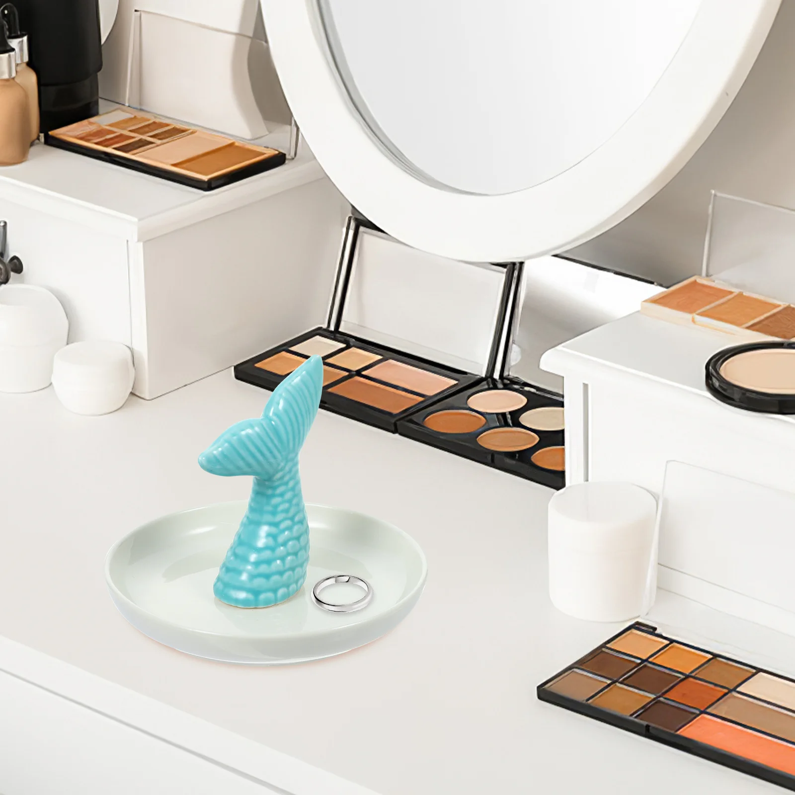 

Ceramic Jewelry Tray Mermaid Tail Shape Elegant Display Tray Jewelry Storage Organizer Trinket Plate Trinket Dish