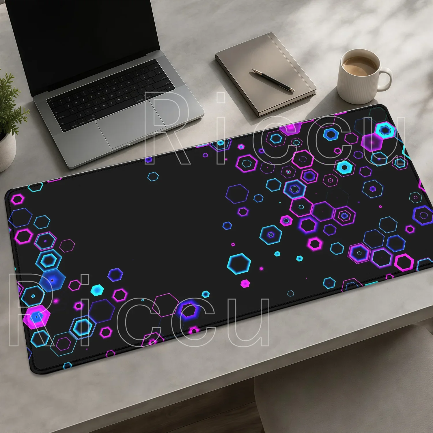 Mouse Pad Hexagonal Poligonal com Estampa de Anime para Jogos, Tapete de Mesa para Teclado de PC Gamer, Mousepad de Borracha com Impressão HD para Escritório
