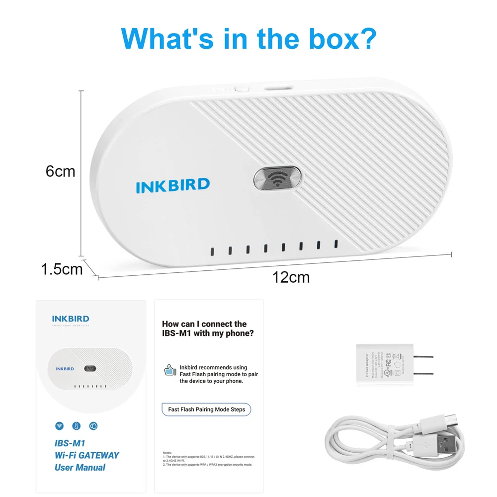 INKBIRD IBS-M1 WI-FI Gateway Works with Inkbird devices (IBS-TH1& Mini & Plus, IBS-P01B, ITH-20R-O, IBS-P01R-O) max 4 equipment