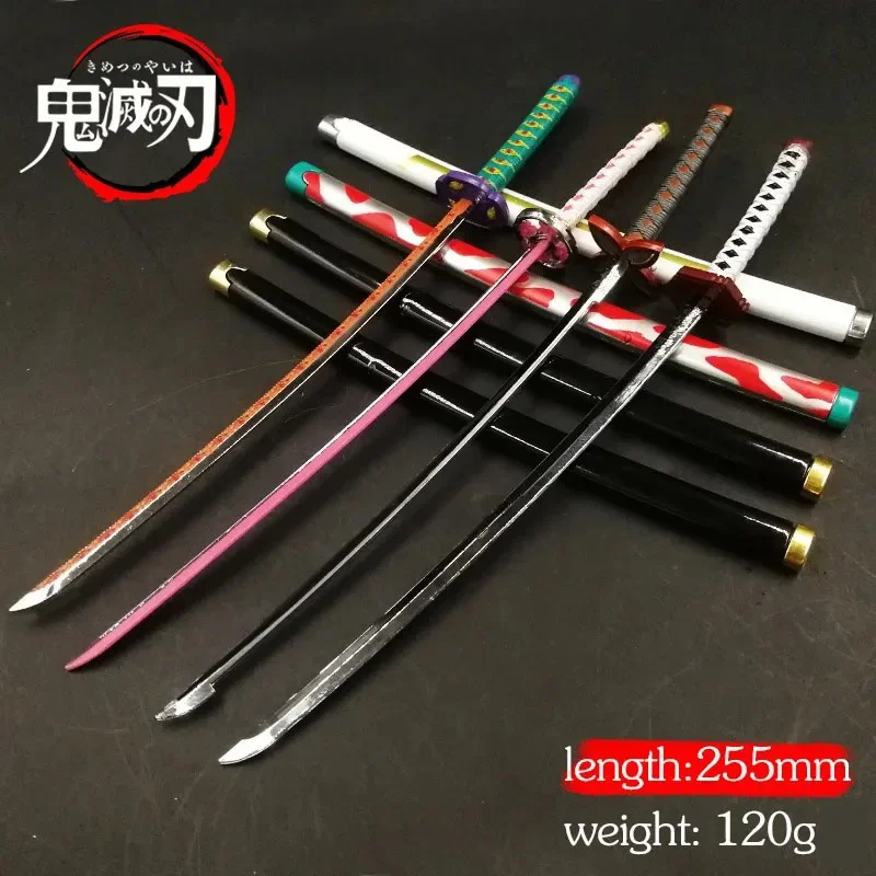 25CM Anime Demon Slayer Ghost Killer Tanjirou Katana Swords Cosplay Metal Props Weapon Cosplay Props Collection Toy Home Decor