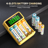PUJIMAX LCD Display AA/AAA Battery  Charger 4 Slots For NI-MH /NI-CD 1.2V Rechargeable Battery Intelligent display Fast charging