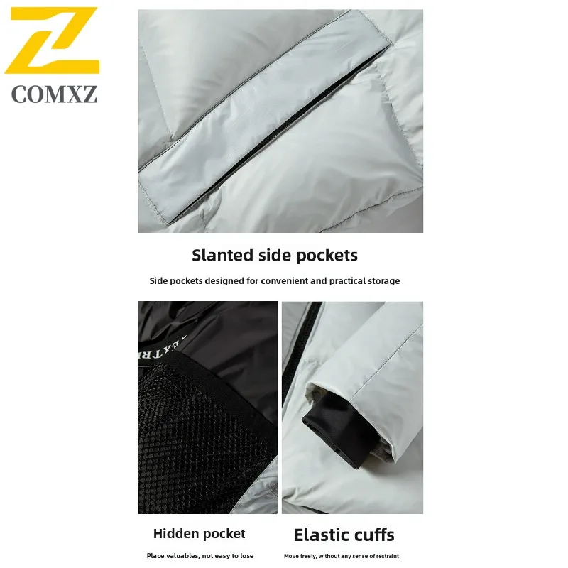 Mens Winter Thickened Hooded Cotton Jacket American style Windproof Parka Color-blocked Casual Overcoat Thermal Padded Coat2025