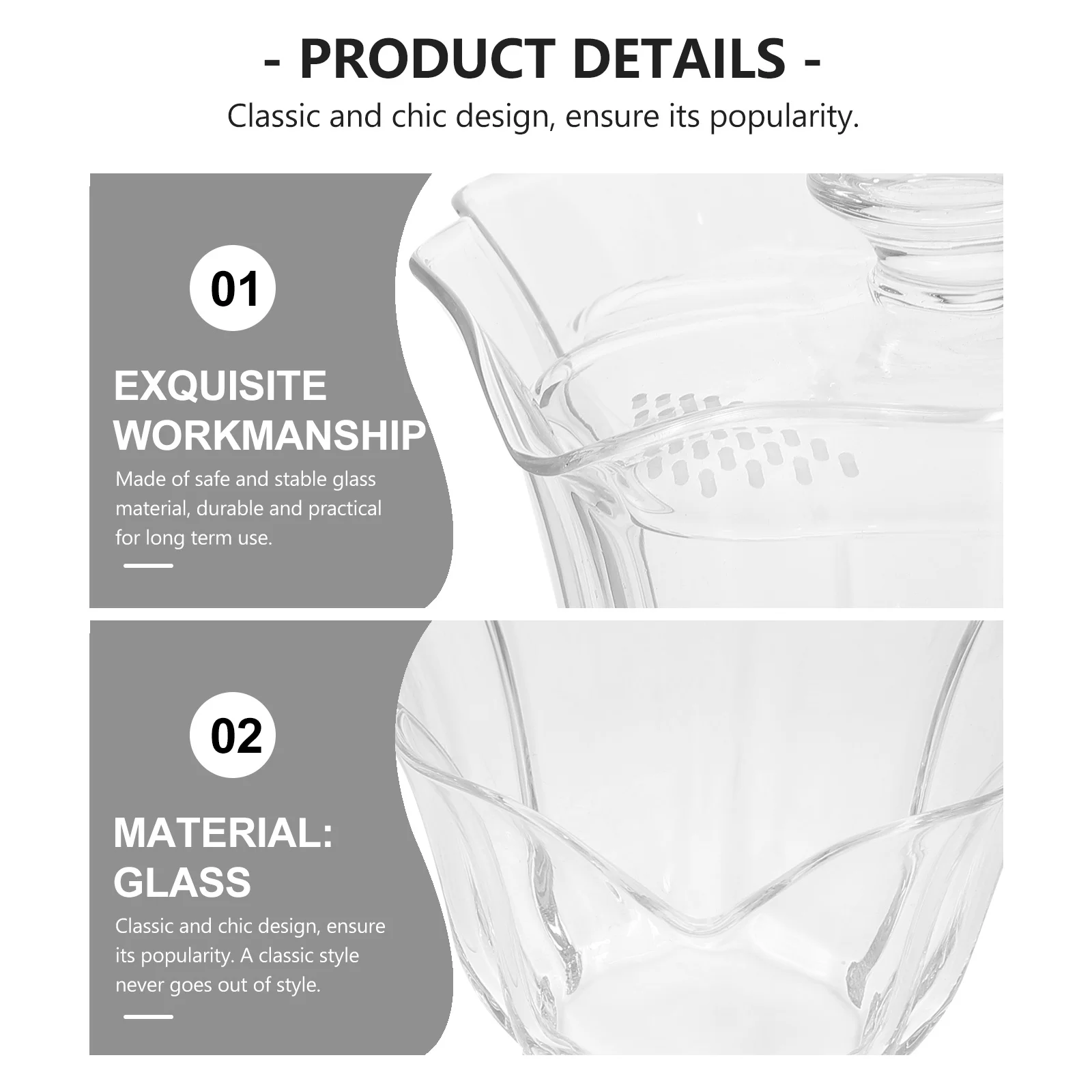 

Classic High Borosilicate Glass Tea Cup Traditional Chinese Style Practical Decorative Easy Clean Perfect Gift for Tea