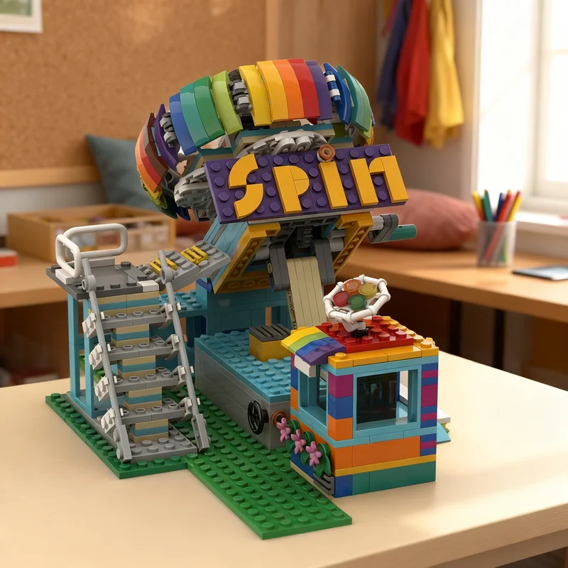 

621pcs MOC Rainbow Spin Carousel Alternate Build Creator 3 1 Model Building Blocks Toys Christmas Gifts Architecture Kids Idea