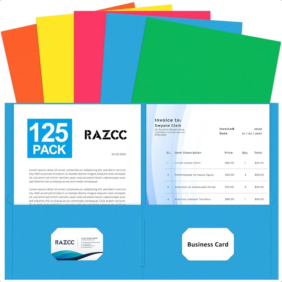 

Two Pocket Folders 125 Pack File Folders with Pockets Fit Letter Size Paper Thick Paper File Folder for School Office Busin Hom