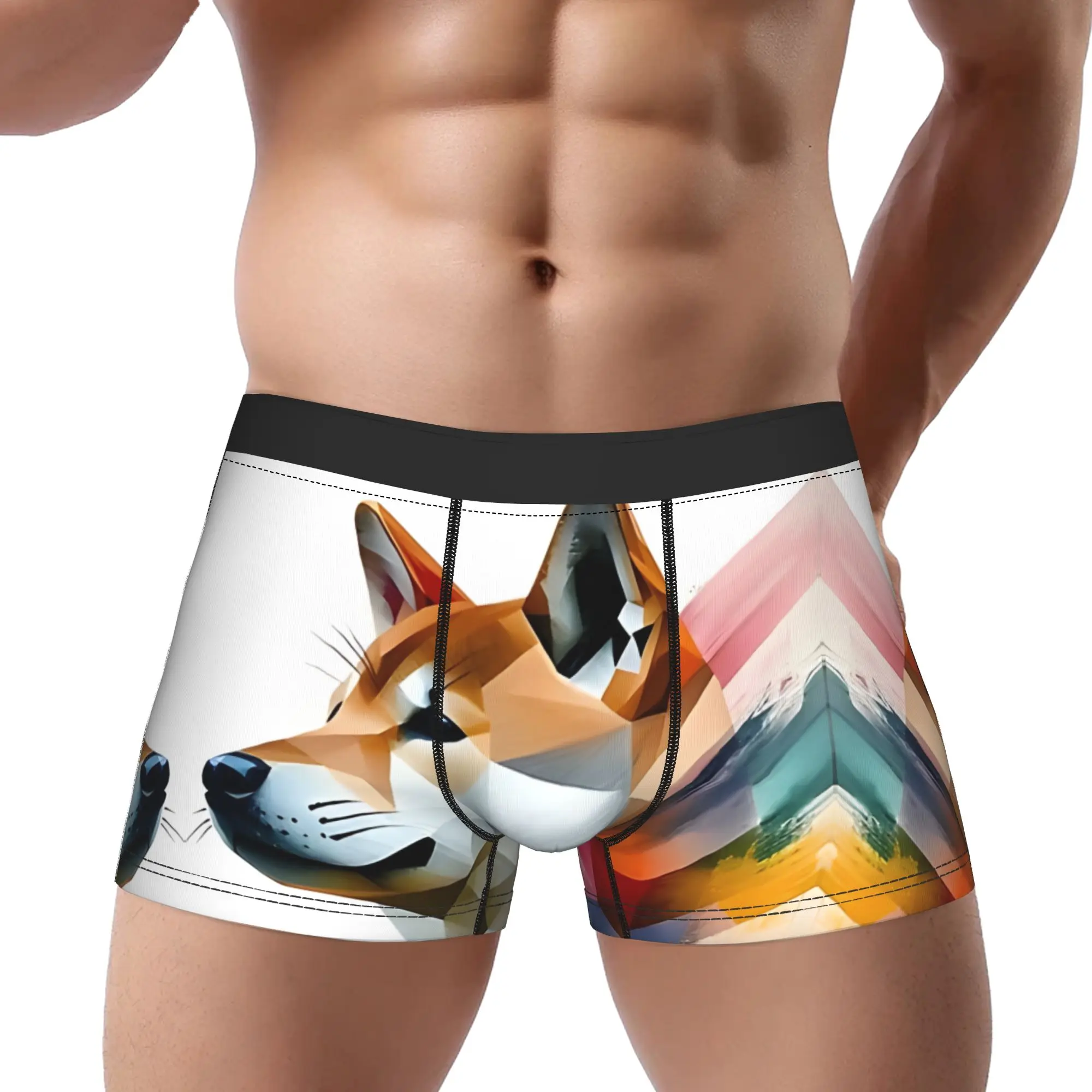 

Modern Geometric Shiba Inu Portrait Underpants Breathbale Panties Male Underwear animal Ventilate Shorts Boxer Briefs