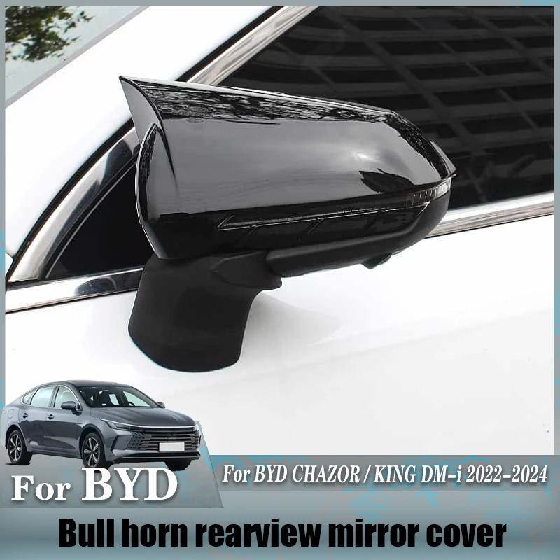 For BYD CHAZOR BYD KING DM-i 2022 2023 2024 Car Styling Bull horn shaped rearview mirror cover Decorative Stickers Exterior