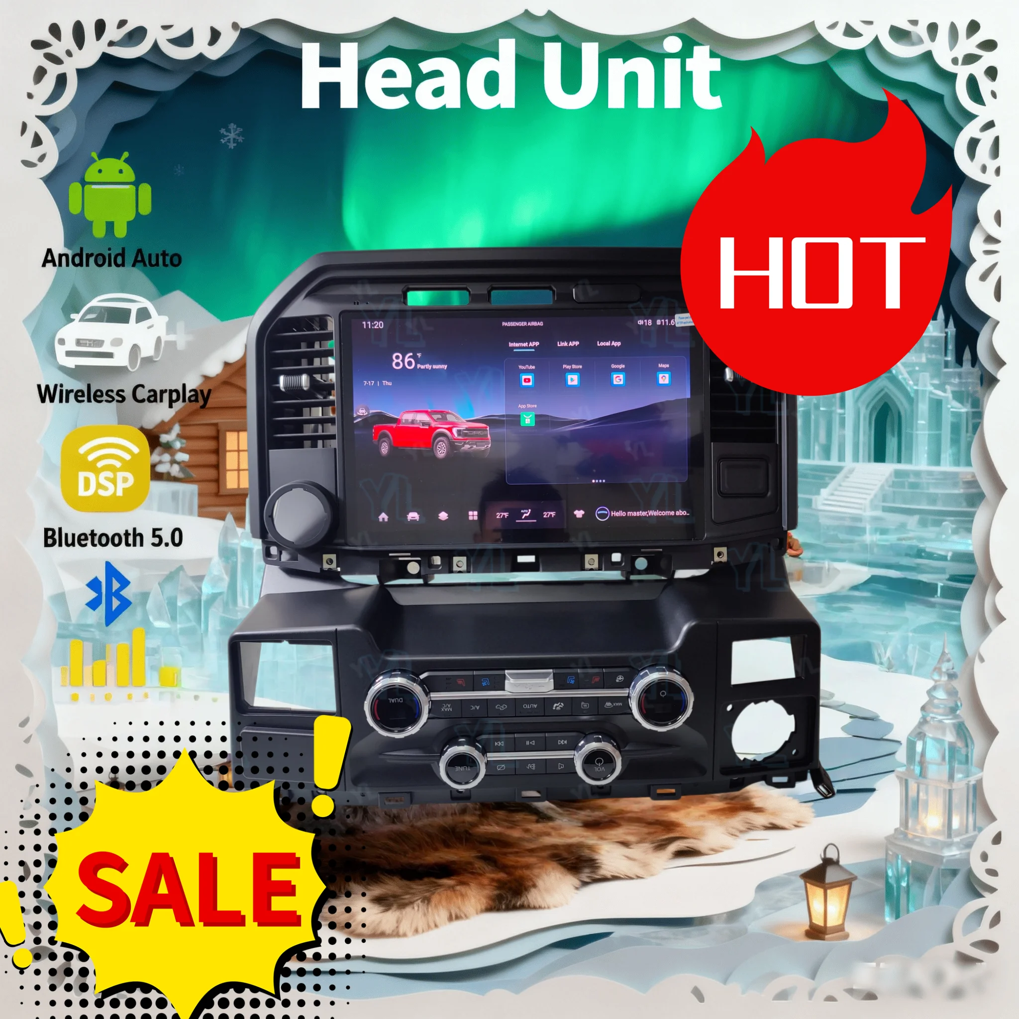 Wireless Carplay Android 13 Auto GPS Navigation For Ford F-150 F150 2015 -2024 RAPTOR Multimedia Player Car Radio 13.3